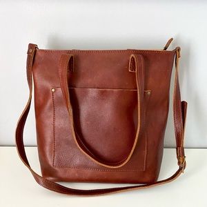 Portland Leather Goods Zipper Crossbody Tote GUC